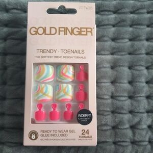 Candy pink theme Ready-to-wear stick-on toenails with gel glue